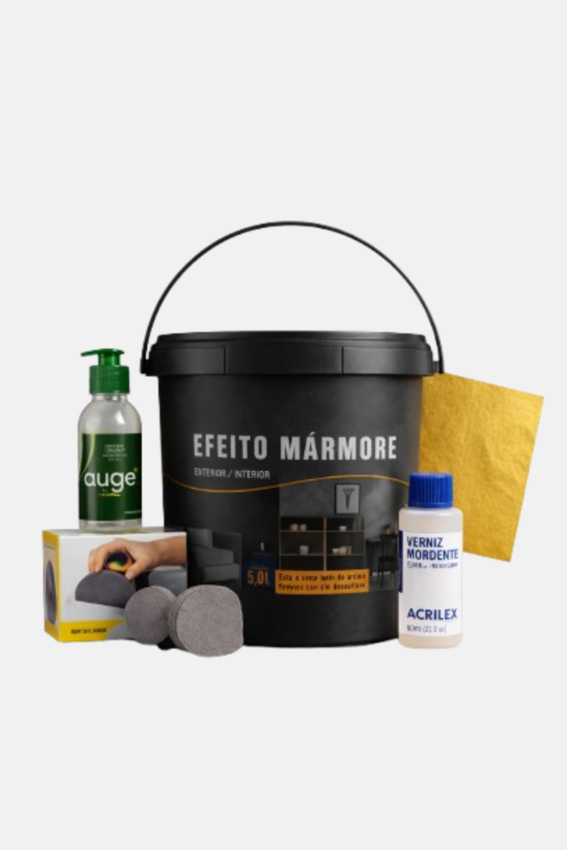 Kit efeito marmore preto com folhas de ouro