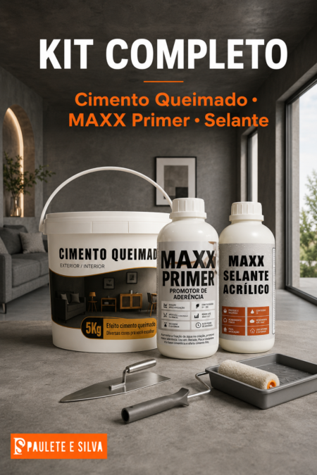 Kit Cimento Queimado + Selante Acrílico + MAXX Primer para Piso Acabamento Profissional e Durável